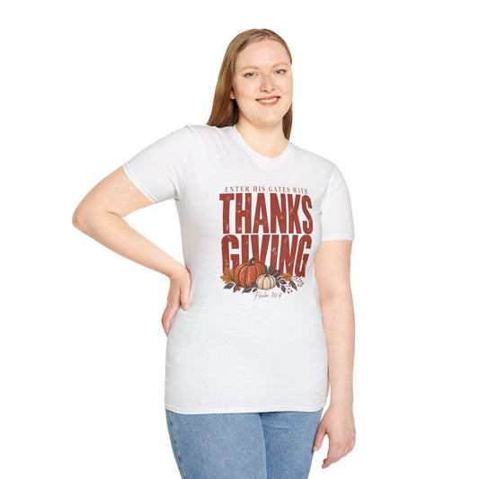 Enter His Gates With Thanksgiving Graphic T-Shirt - CURVY