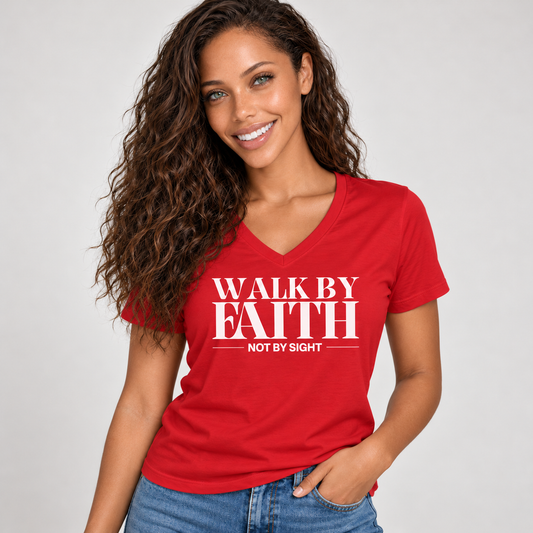 Walk By Faith Not By Sight V-Neck T-Shirt