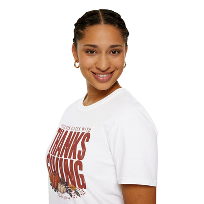Enter His Gates With Thanksgiving Graphic T-Shirt - CURVY
