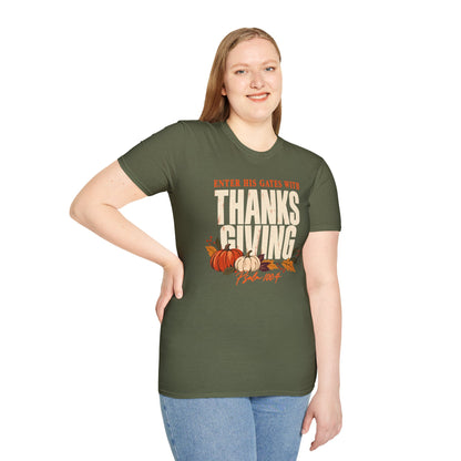 Enter His Gates With Thanksgiving T-Shirt - CURVY