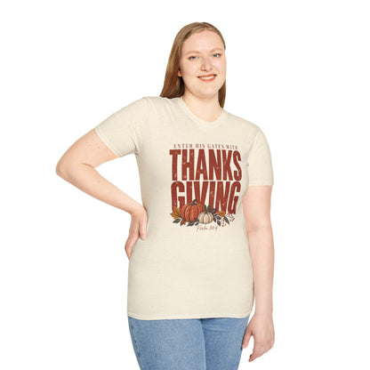 Enter His Gates With Thanksgiving Graphic T-Shirt - CURVY