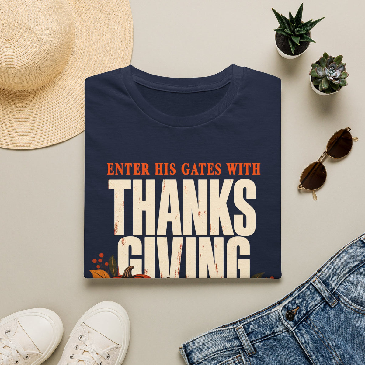 Enter His Gates With Thanksgiving T-Shirt - CURVY