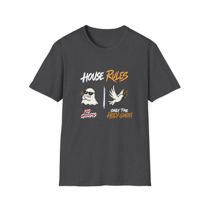 House Rules: No Ghosts / Only The Holy Ghost  Halloween T-Shirt - CURVY