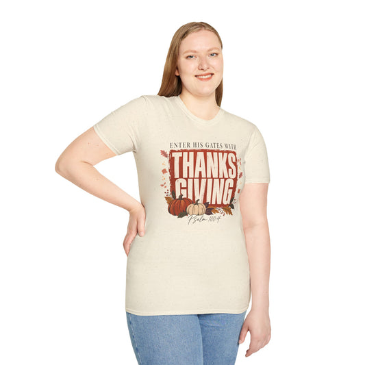 Enter His Gates With Thanksgiving Graphic T-Shirt - CURVY
