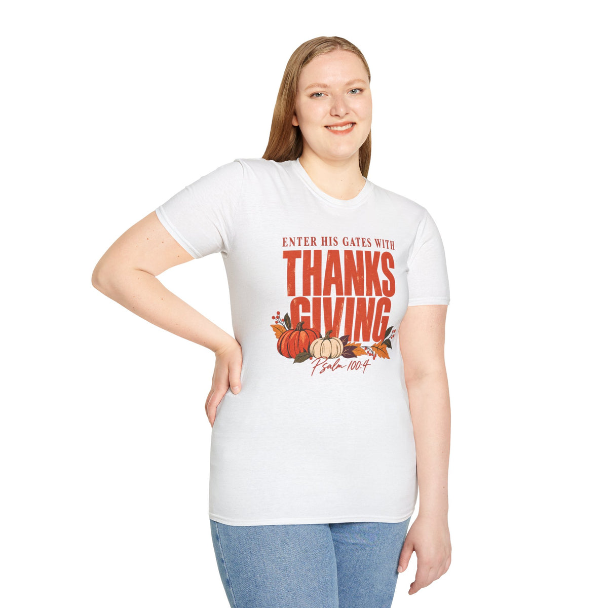 Enter His Gates With Thanksgiving Graphic T-Shirt - CURVY