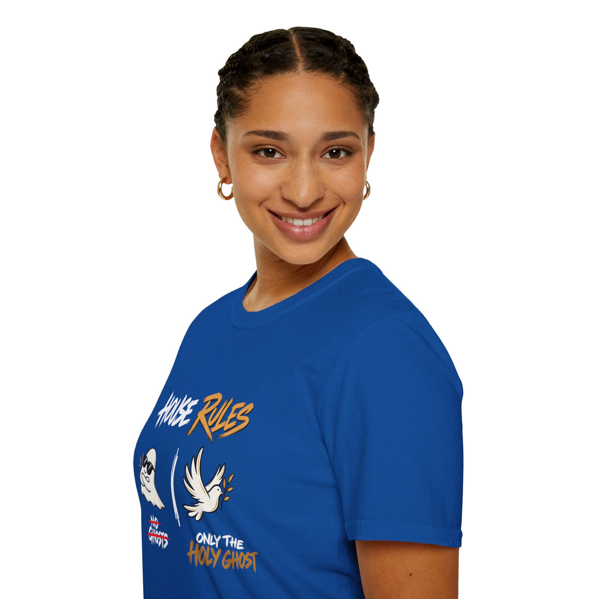 House Rules: No Ghosts / Only The Holy Ghost  Halloween T-Shirt - CURVY