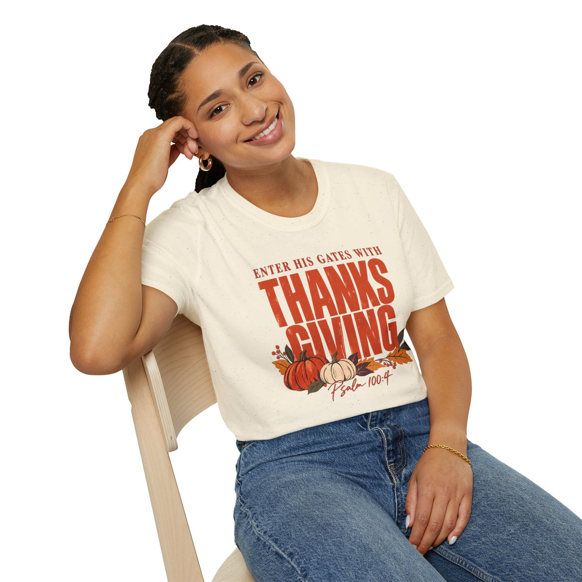 Enter His Gates With Thanksgiving Graphic T-Shirt - CURVY