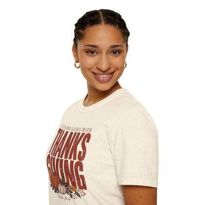Enter His Gates With Thanksgiving Graphic T-Shirt - CURVY