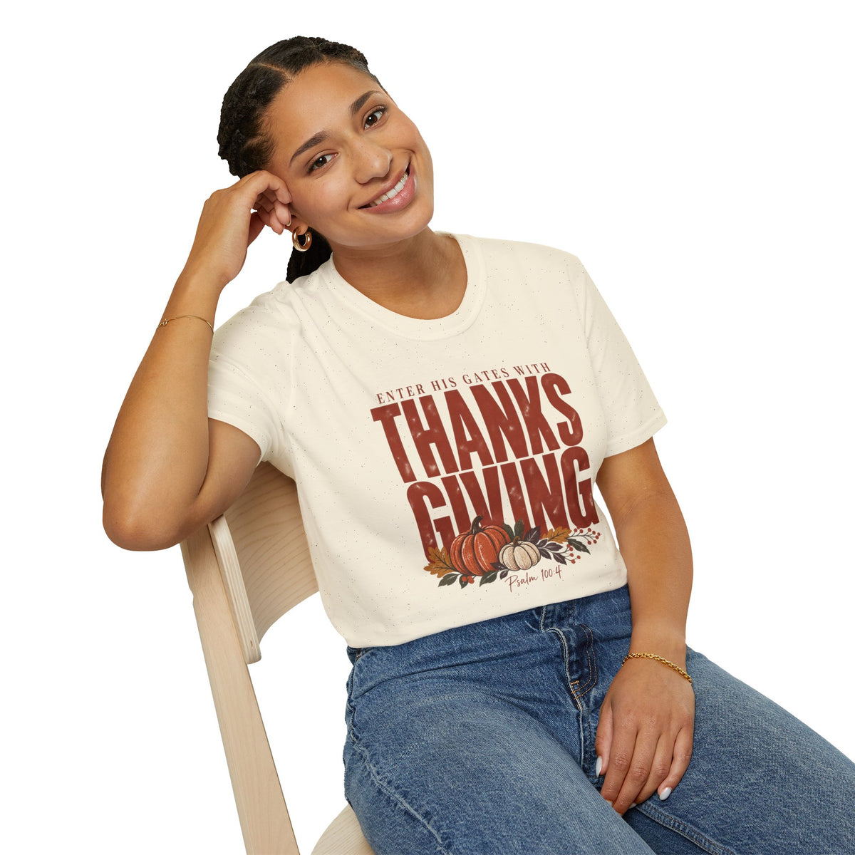 Enter His Gates With Thanksgiving Graphic T-Shirt - CURVY