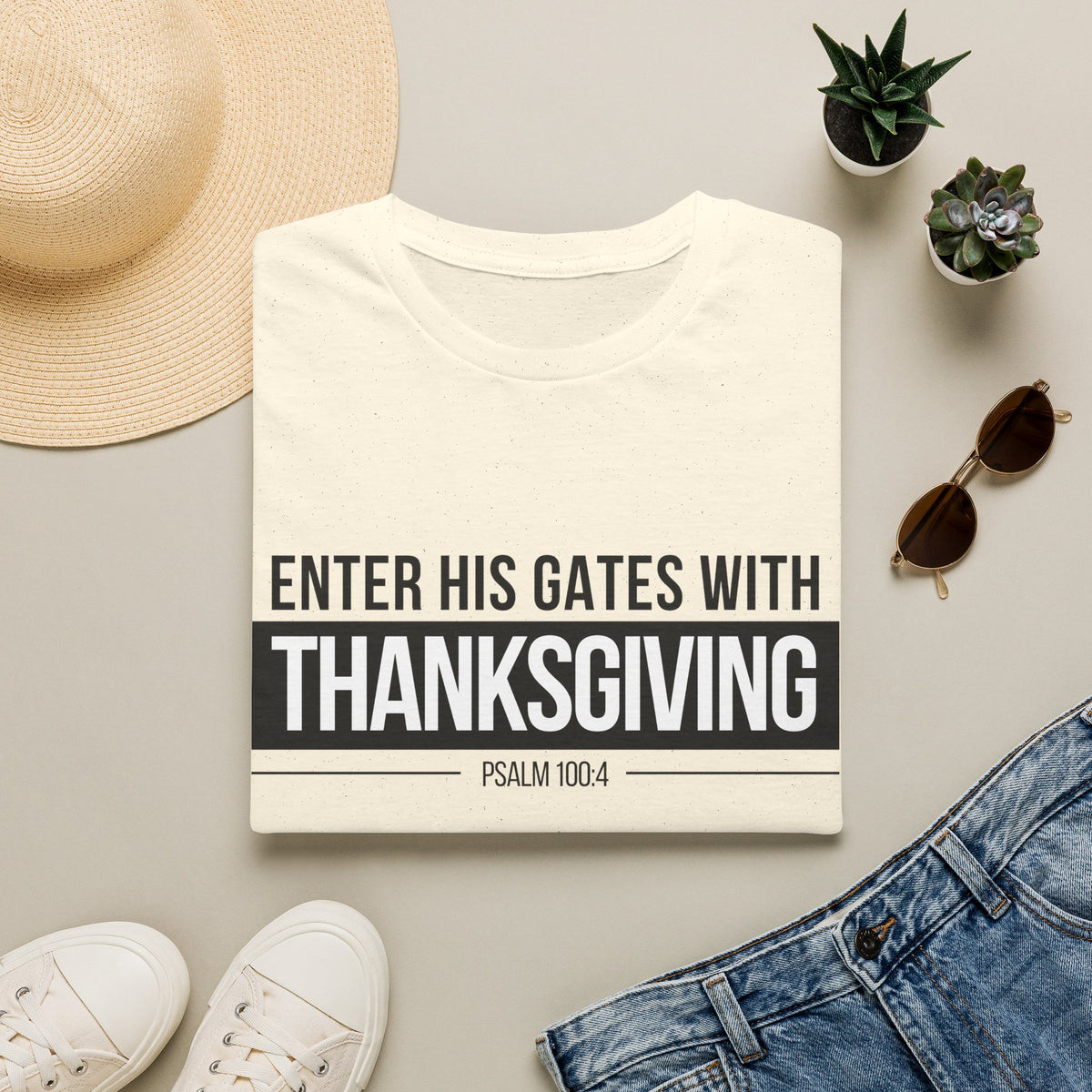 Enter His Gates With Thanksgiving T-Shirt (Light)