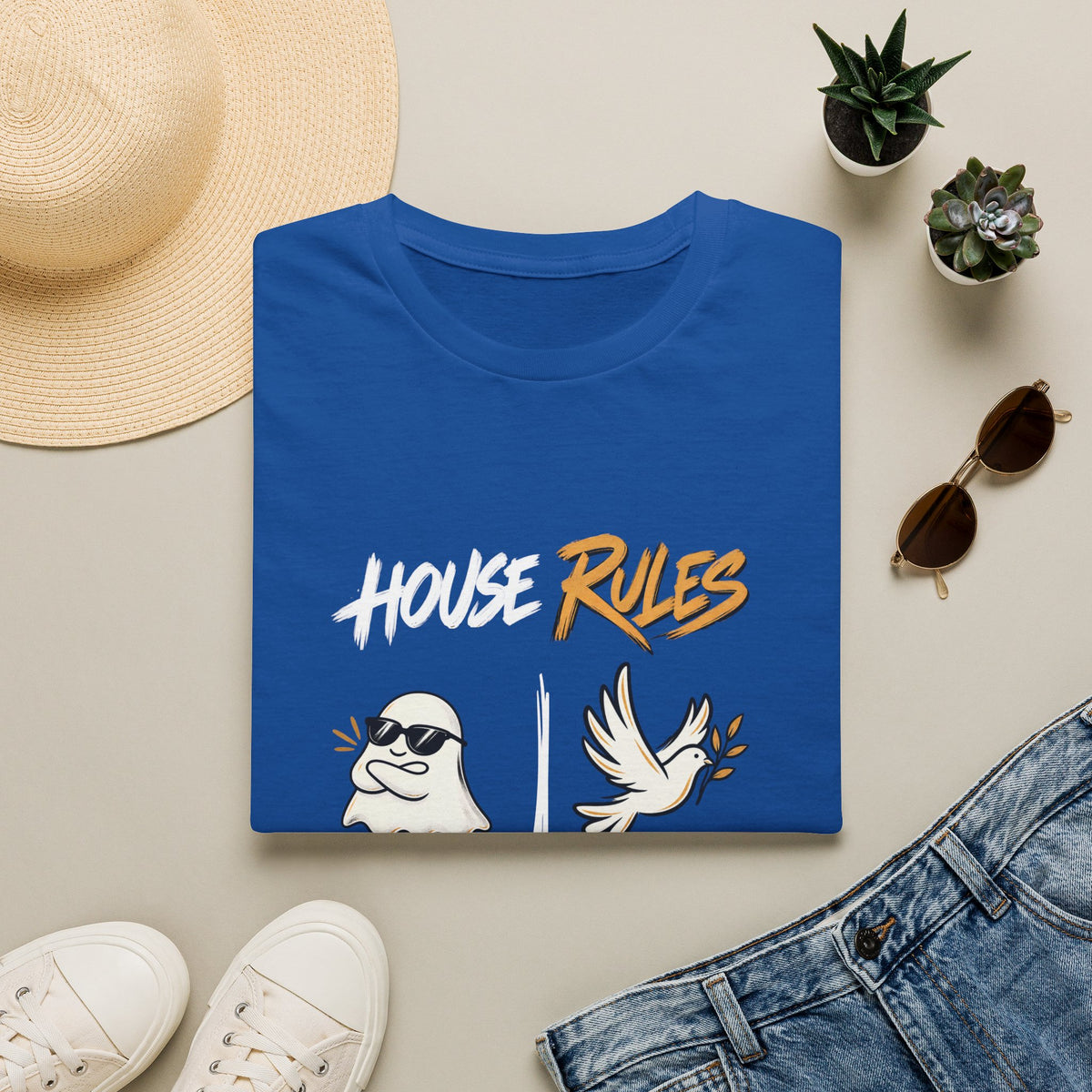 House Rules: No Ghosts / Only The Holy Ghost  Halloween T-Shirt - CURVY