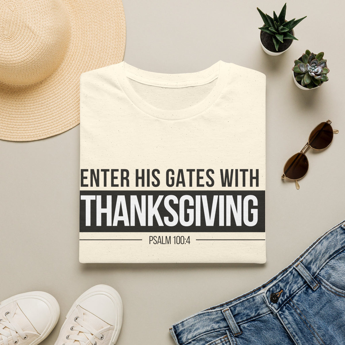 Enter His Gates With Thanksgiving T-Shirt (Light) CURVY