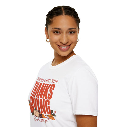 Enter His Gates With Thanksgiving Graphic T-Shirt - CURVY