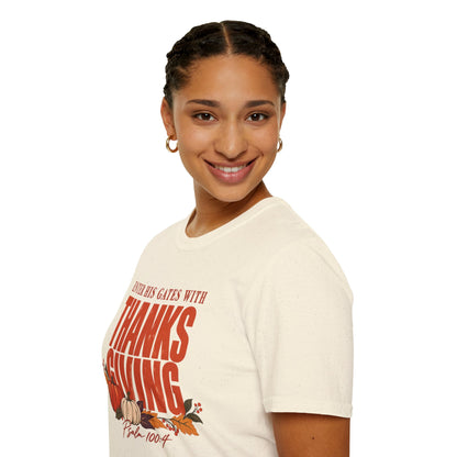 Enter His Gates With Thanksgiving Orange Graphic T-Shirt