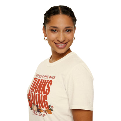 Enter His Gates With Thanksgiving Graphic T-Shirt - CURVY