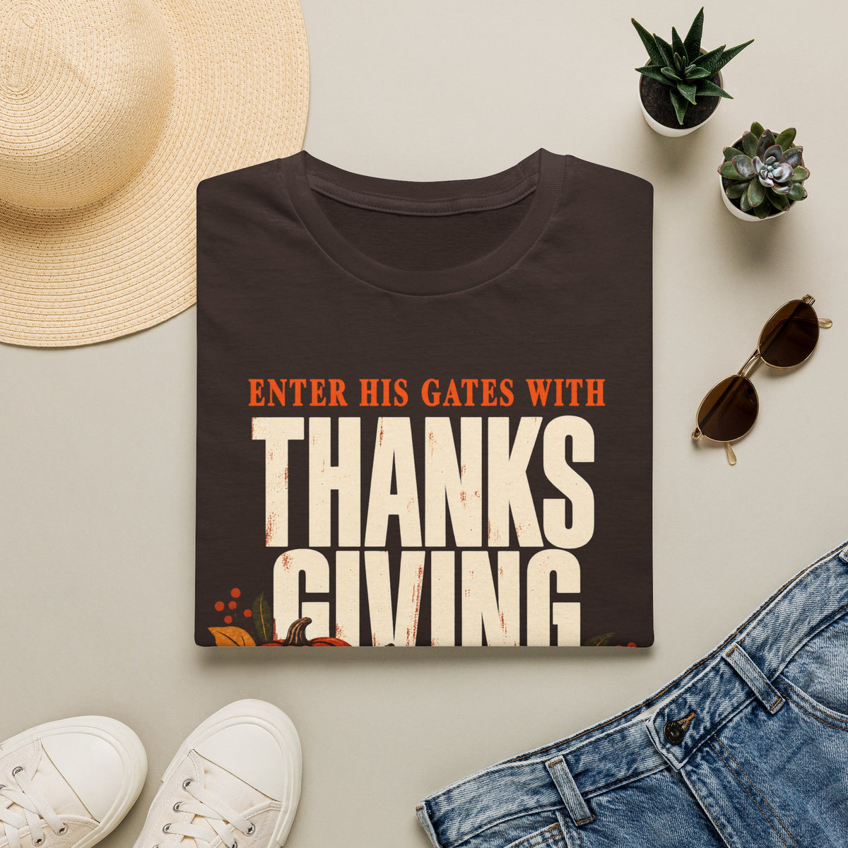 Enter His Gates With Thanksgiving T-Shirt - CURVY