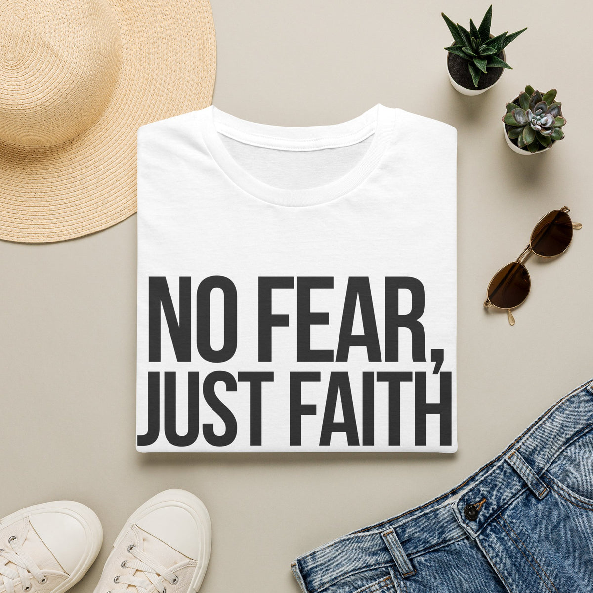 No Fear, Just Faith T-Shirt (Light) - CURVY