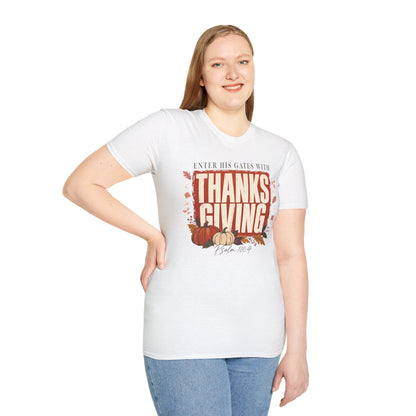 Enter His Gates With Thanksgiving Graphic T-Shirt - CURVY