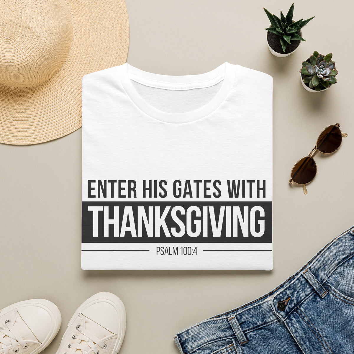 Enter His Gates With Thanksgiving T-Shirt (Light)