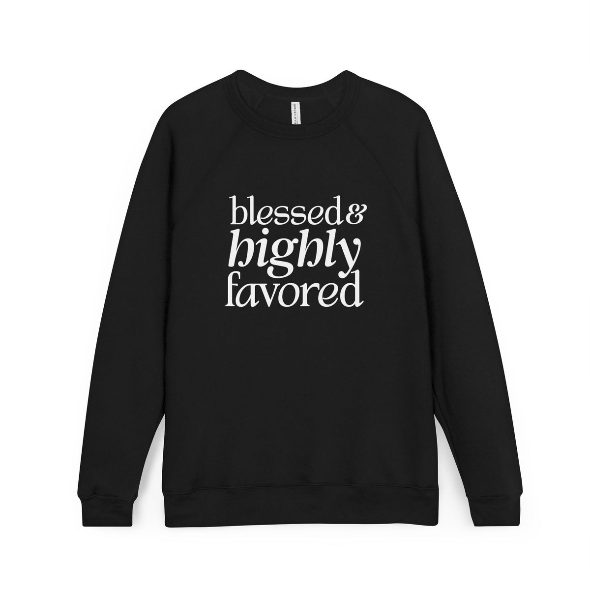 Blessed & Highly Favored - Unisex Sponge Fleece Raglan Sweatshirt (Dark)