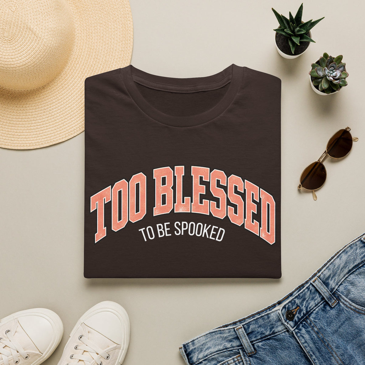 Too Blessed To Be Spooked Halloween T-Shirt - CURVY