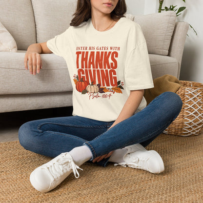 Enter His Gates With Thanksgiving Orange Graphic T-Shirt
