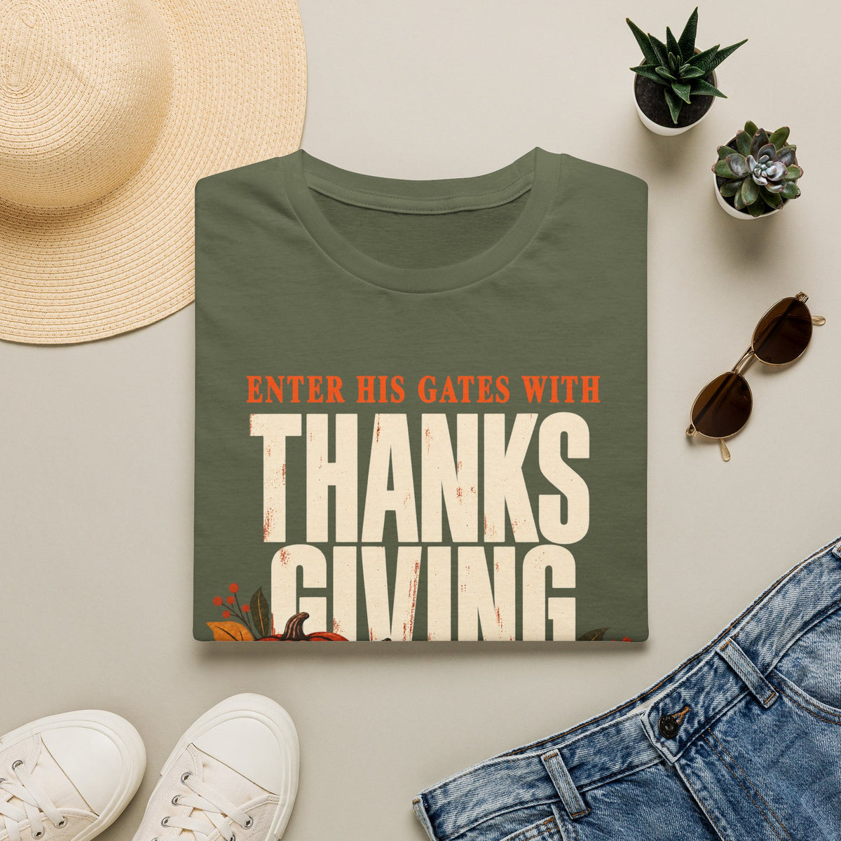 Enter His Gates With Thanksgiving T-Shirt - CURVY