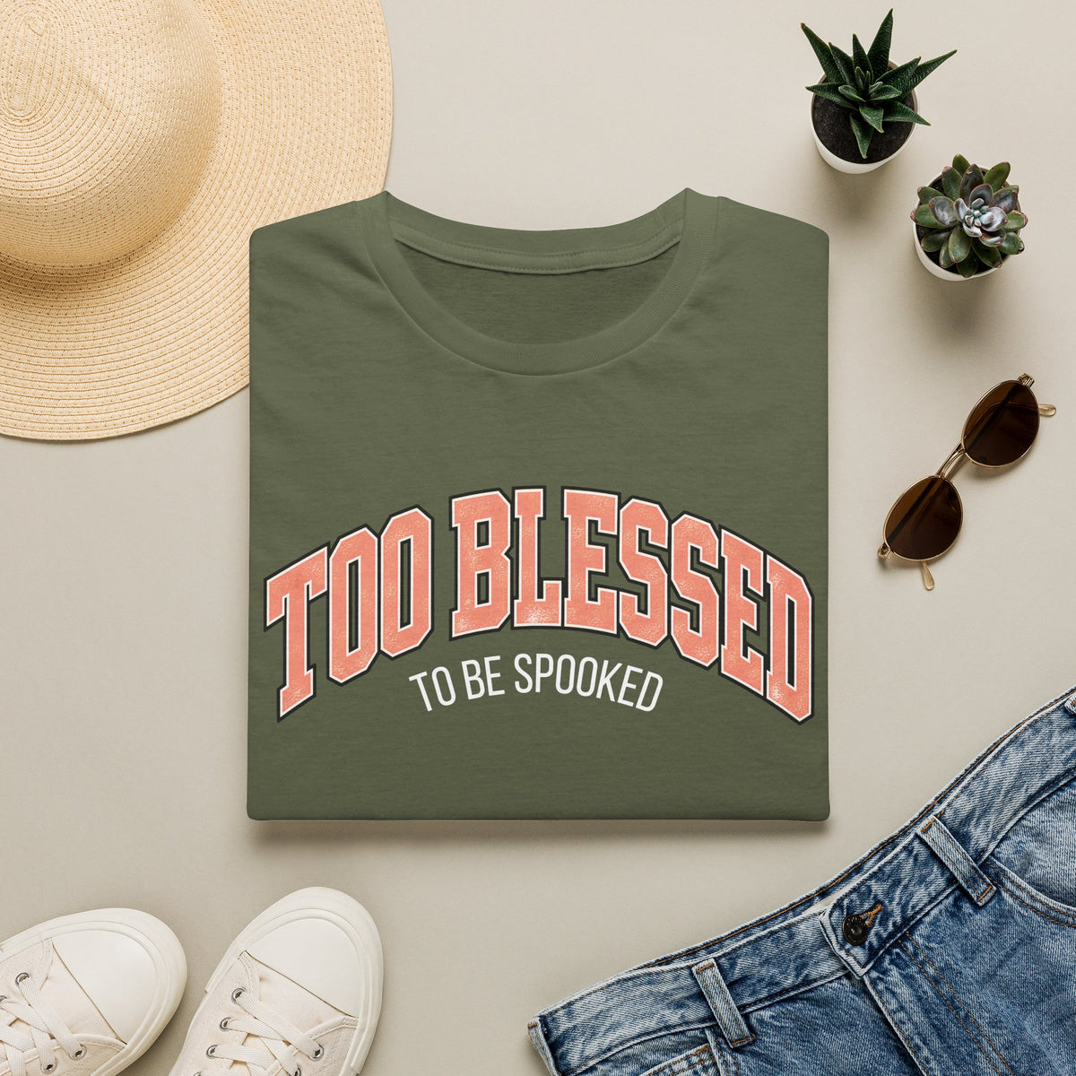Too Blessed To Be Spooked Halloween T-Shirt - CURVY