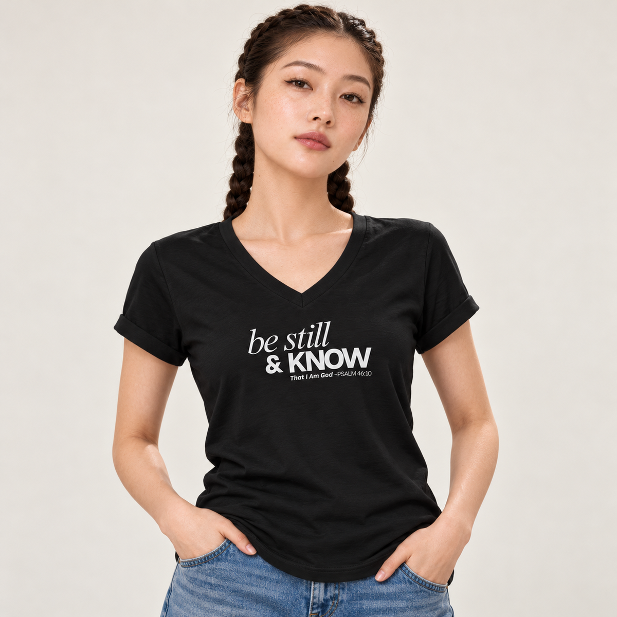 Be Still, and Know That I Am God V-Neck T-Shirt