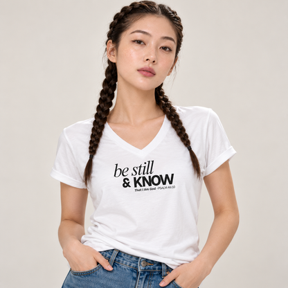 Be Still, and Know That I Am God V-Neck T-Shirt