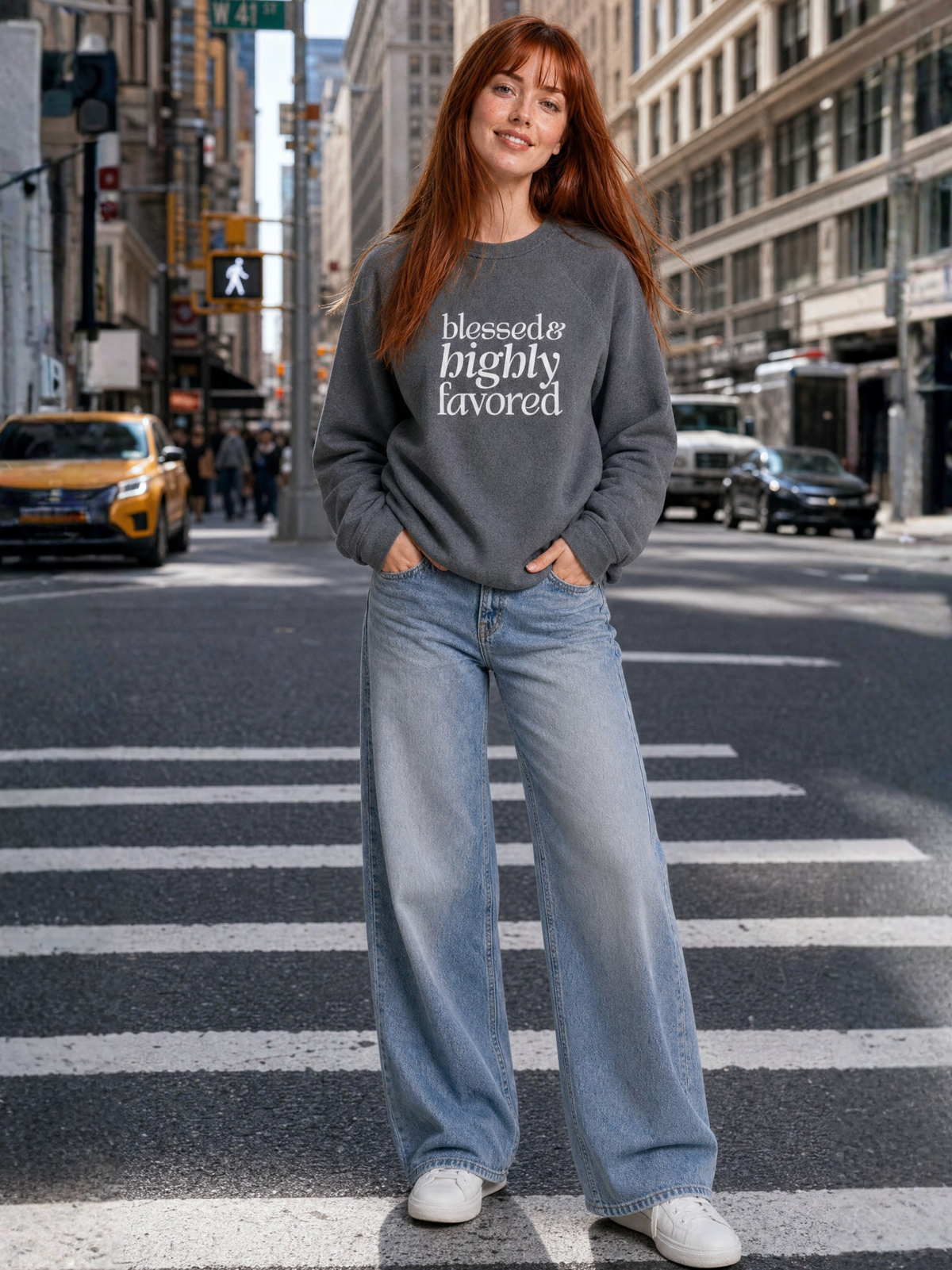 Blessed & Highly Favored - Unisex Sponge Fleece Raglan Sweatshirt (Dark)