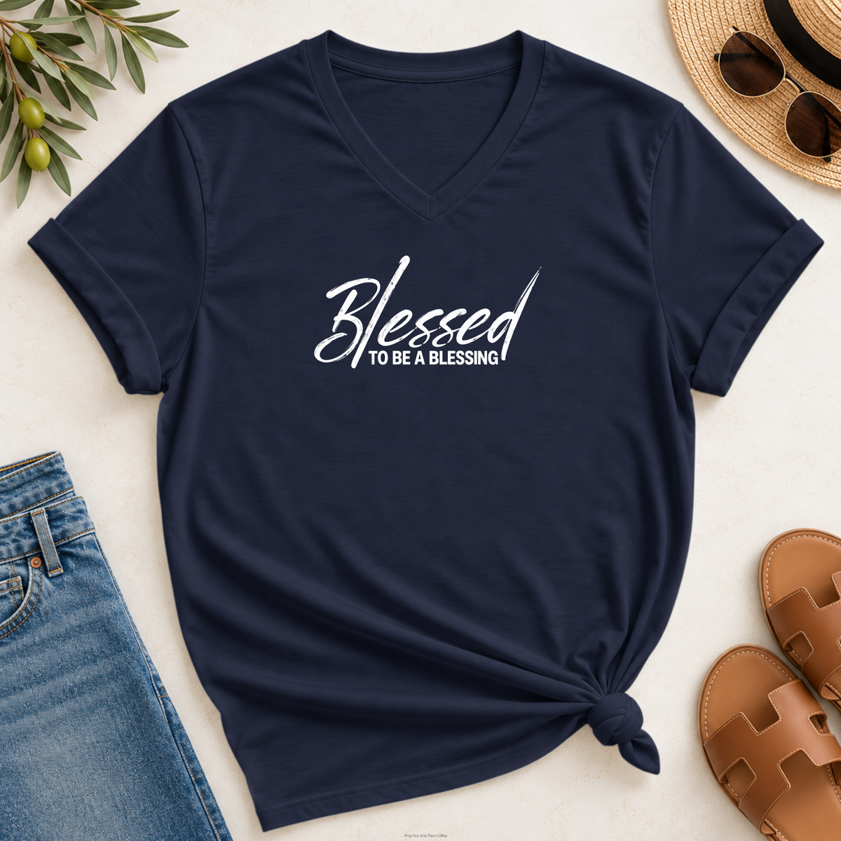 Blessed To be a Blessing V-Neck T-Shirt