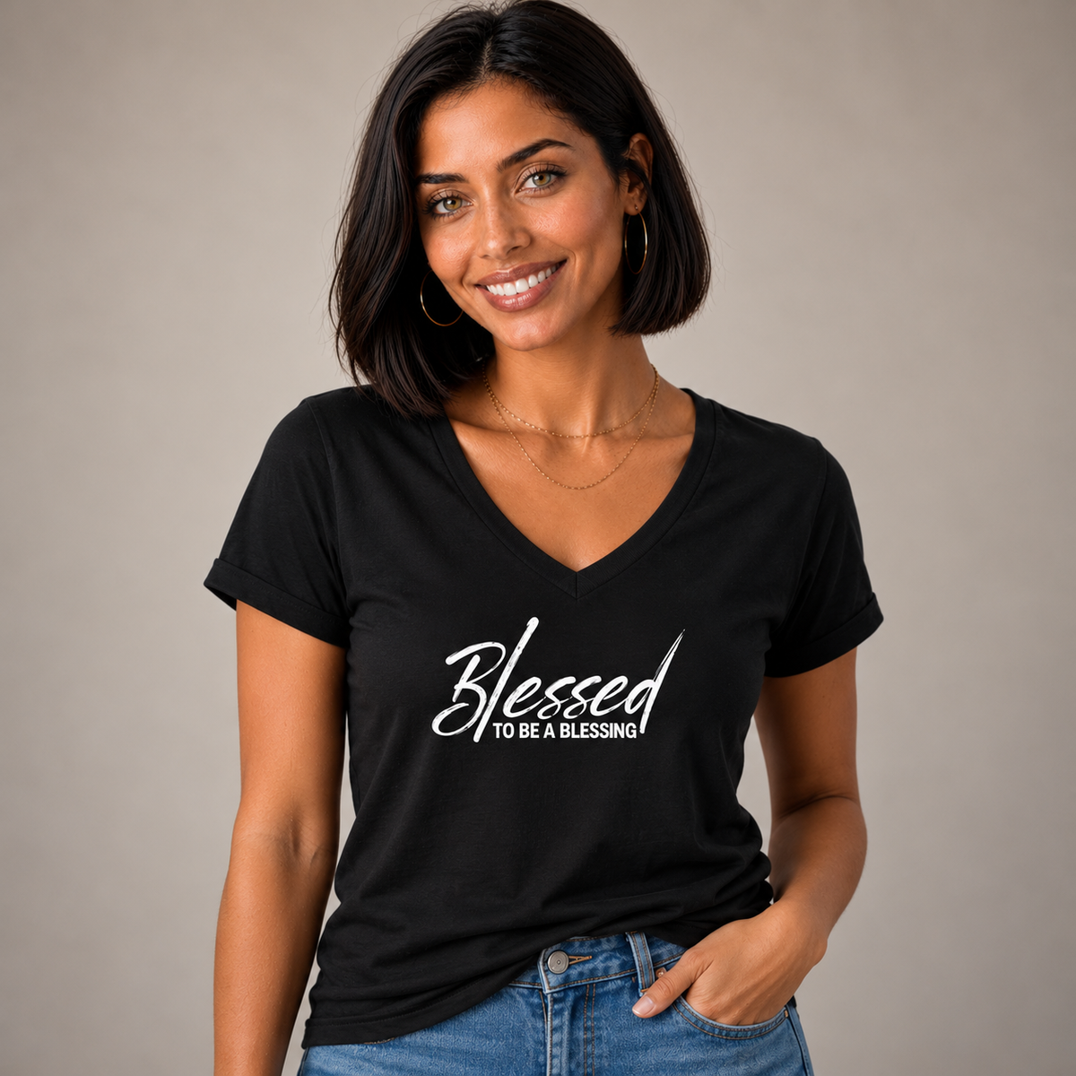 Blessed To be a Blessing V-Neck T-Shirt