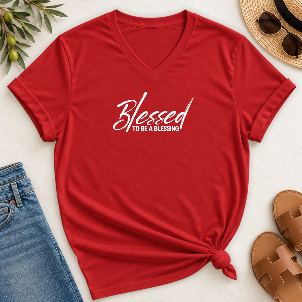 Blessed To be a Blessing V-Neck T-Shirt