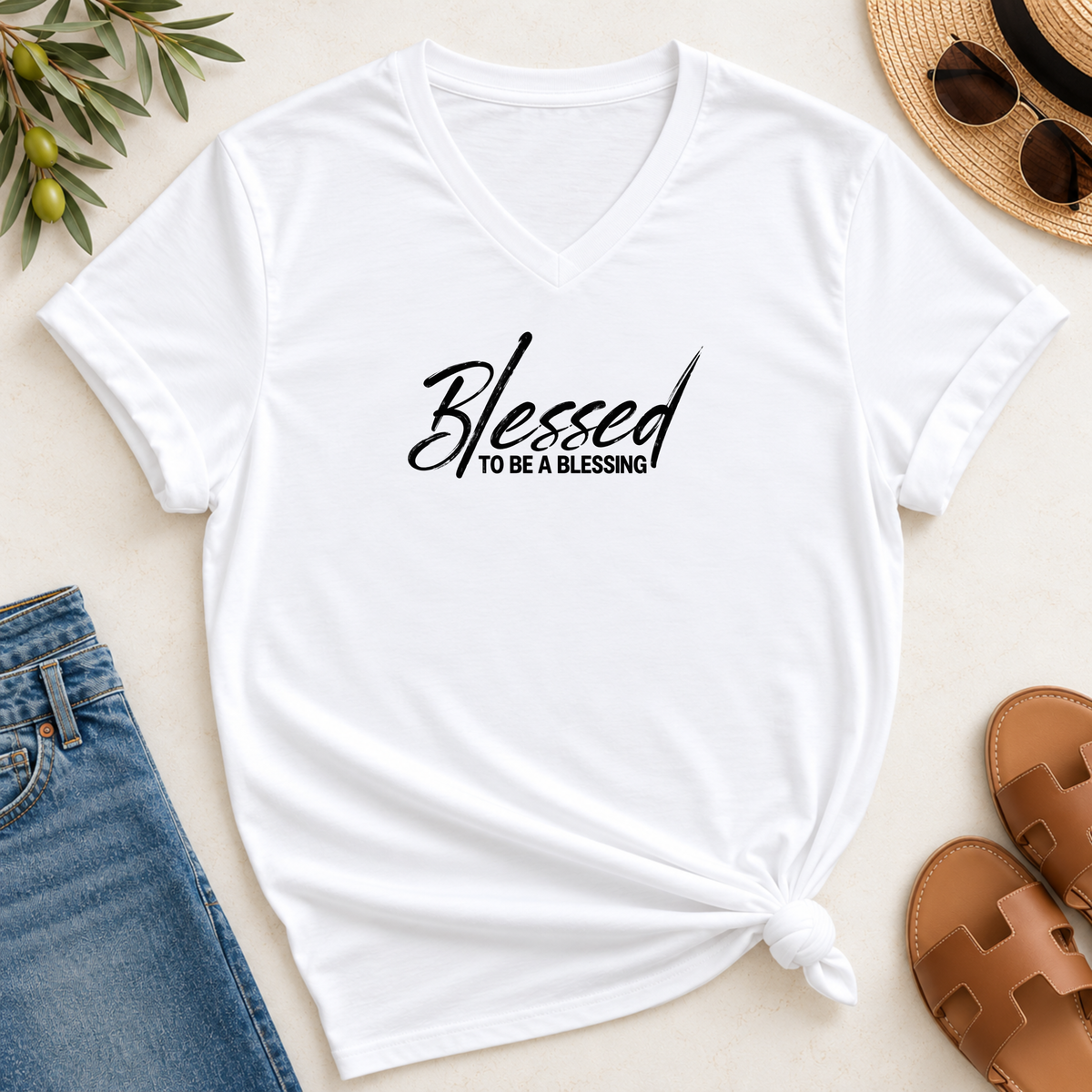Blessed To be a Blessing V-Neck T-Shirt