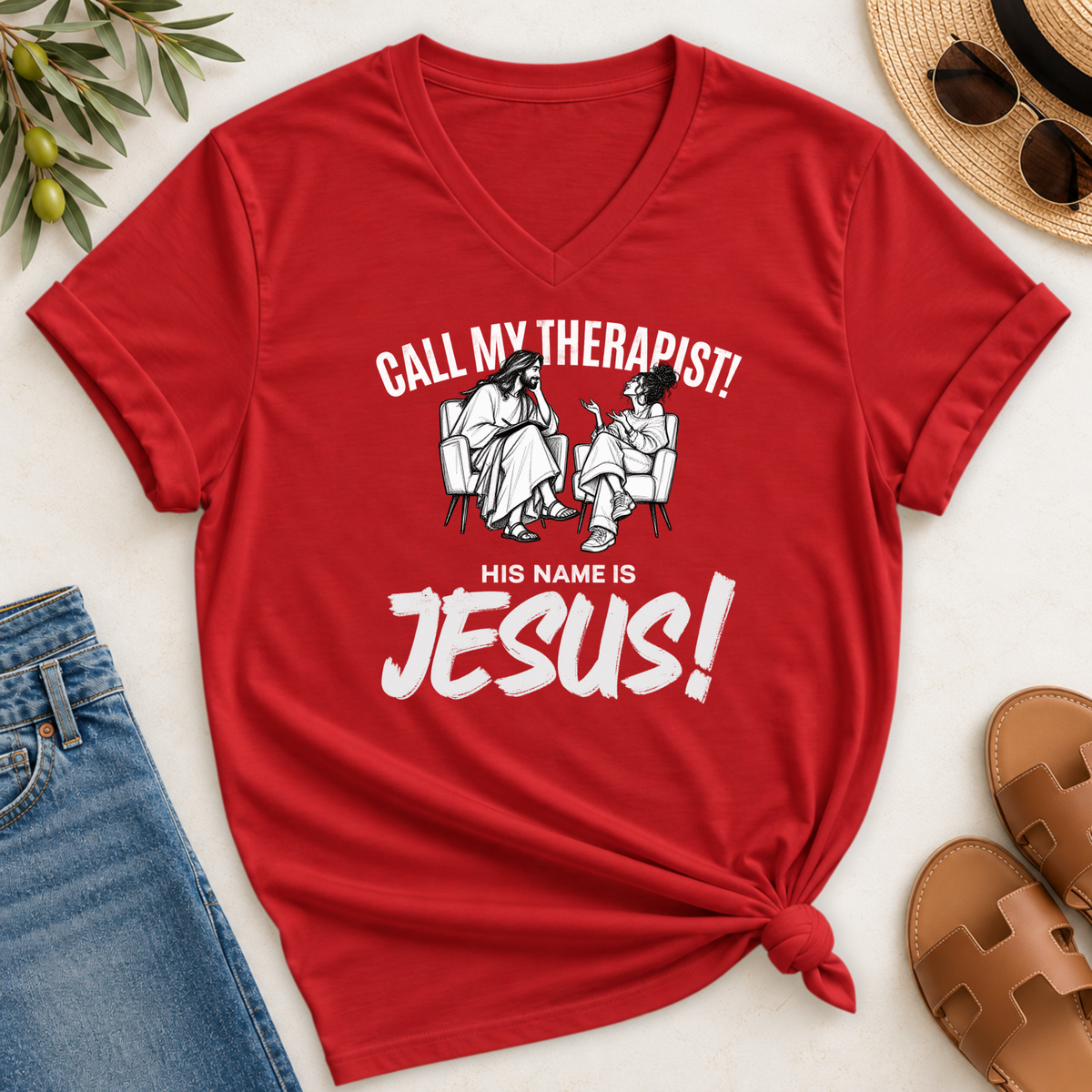 CALL MY THERAPIST! V-Neck T-Shirt