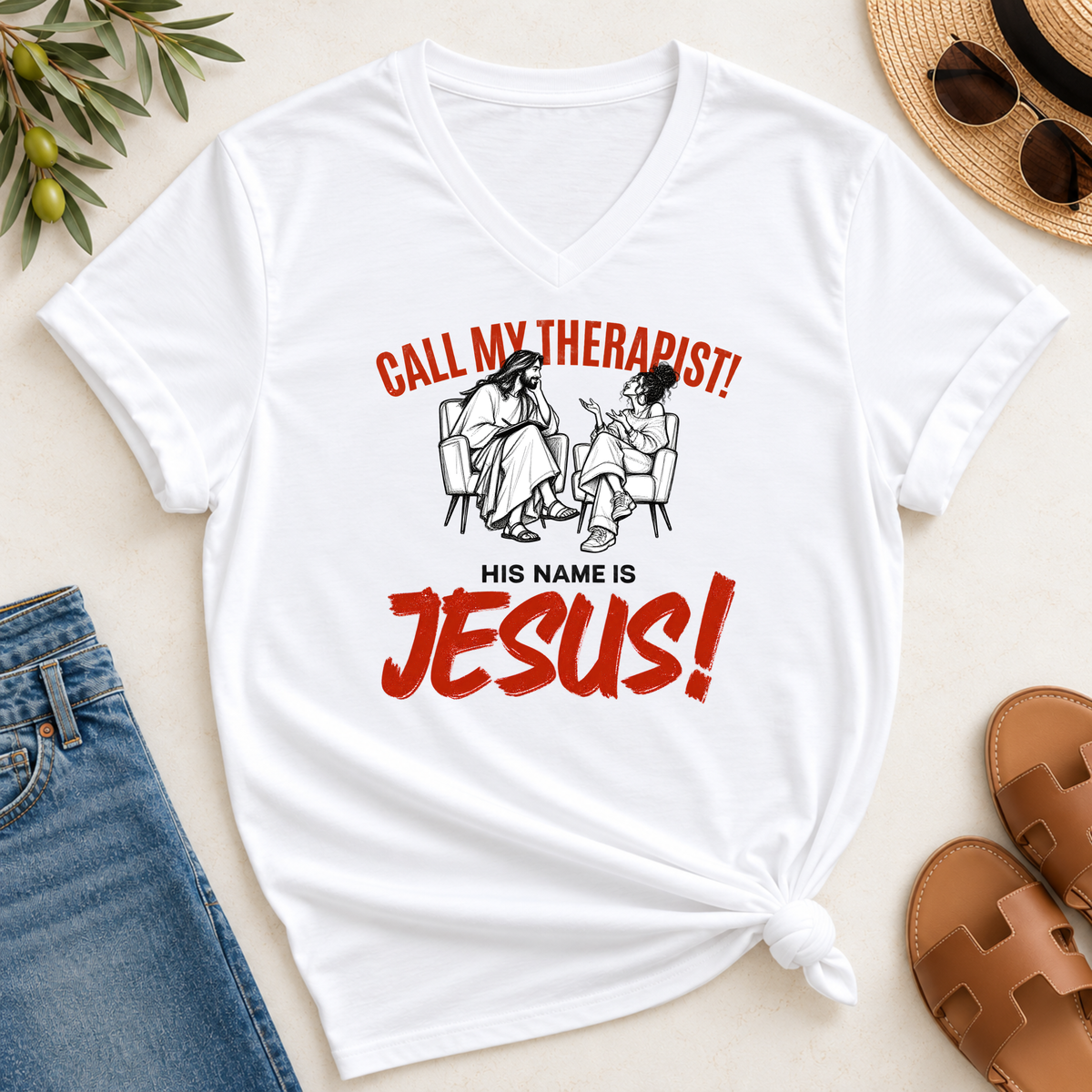 CALL MY THERAPIST! V-Neck T-Shirt