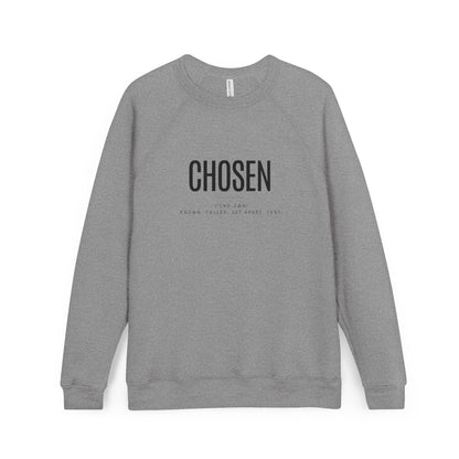Grey CHOSEN Christian crewneck sweatshirt with black dictionary-style definition design