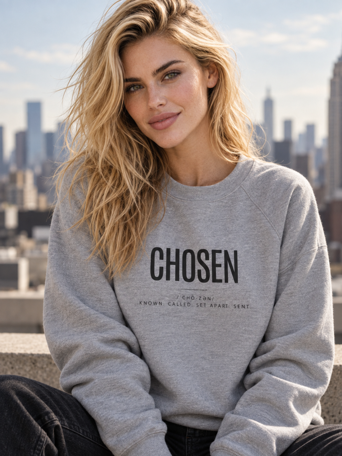 CHOSEN - Unisex Sponge Fleece Raglan Sweatshirt (Grey)