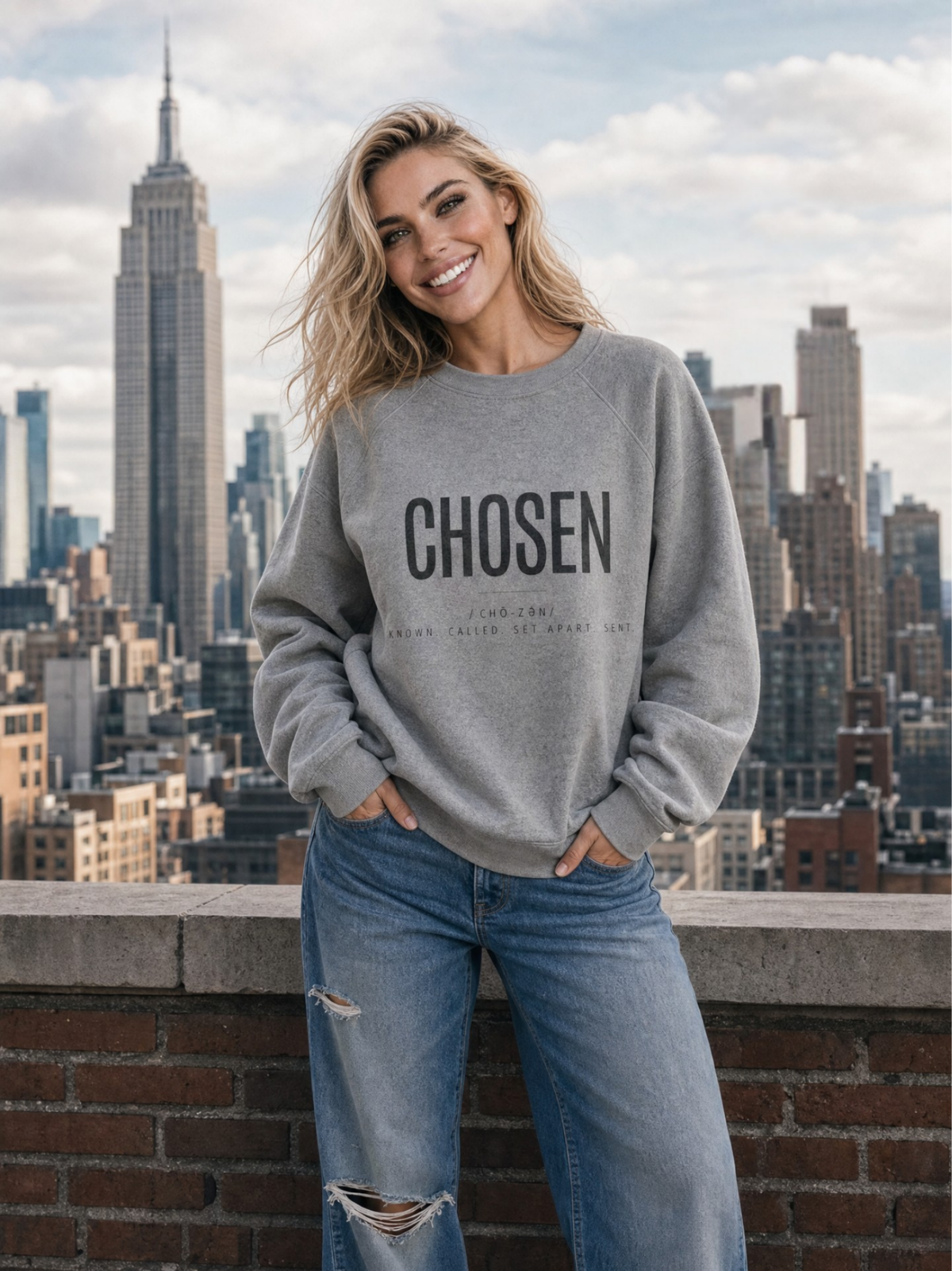 CHOSEN - Unisex Sponge Fleece Raglan Sweatshirt (Grey)