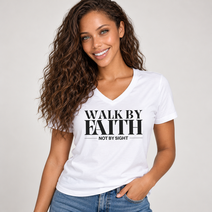 Walk By Faith Not By Sight V-Neck T-Shirt