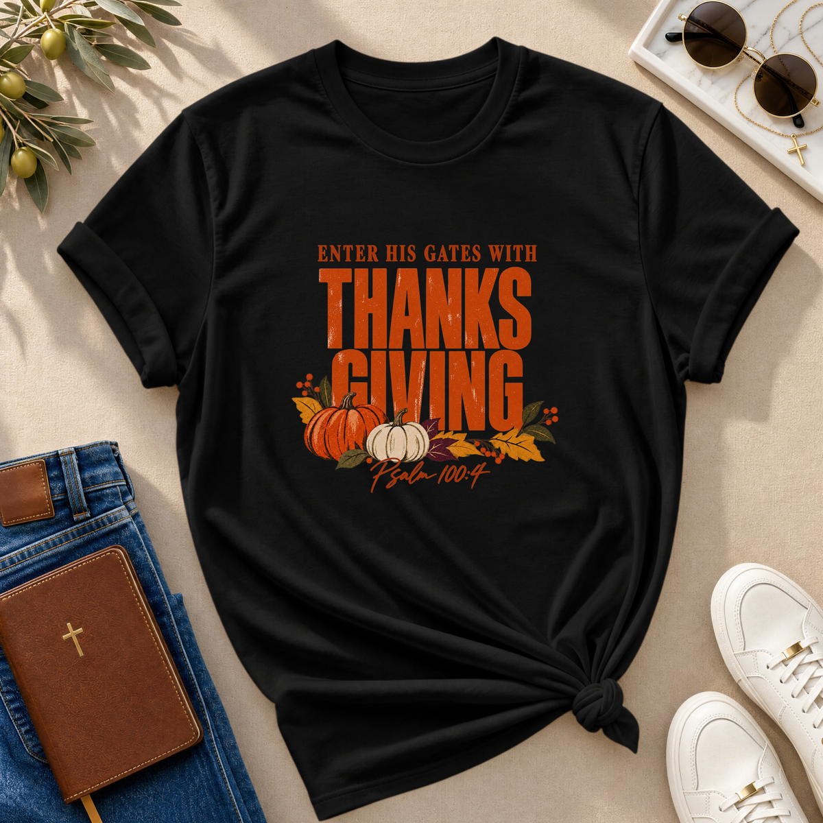 Enter His Gates With Thanksgiving T-Shirt - CURVY