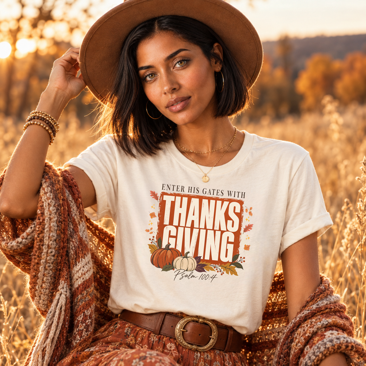 Enter His Gates With Thanksgiving Graphic T-Shirt