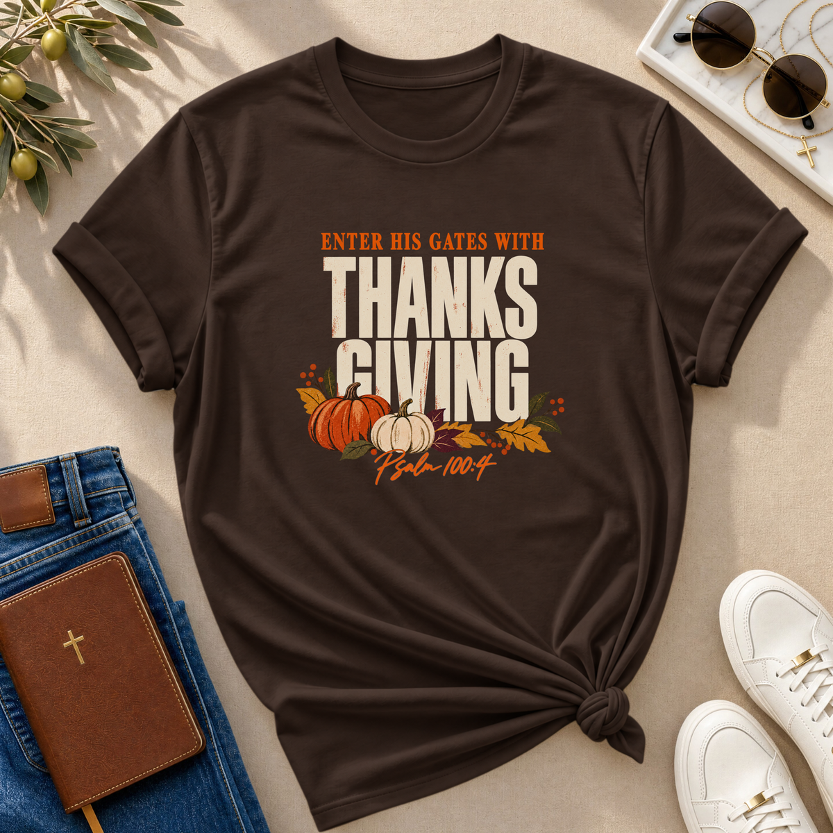 Enter His Gates With Thanksgiving T-Shirt - CURVY