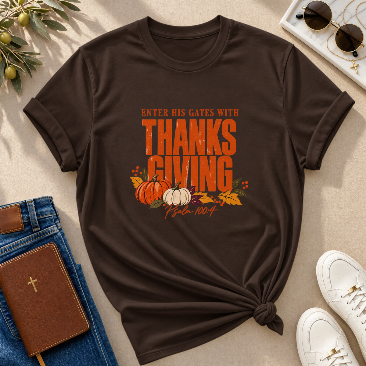 Enter His Gates With Thanksgiving T-Shirt - CURVY