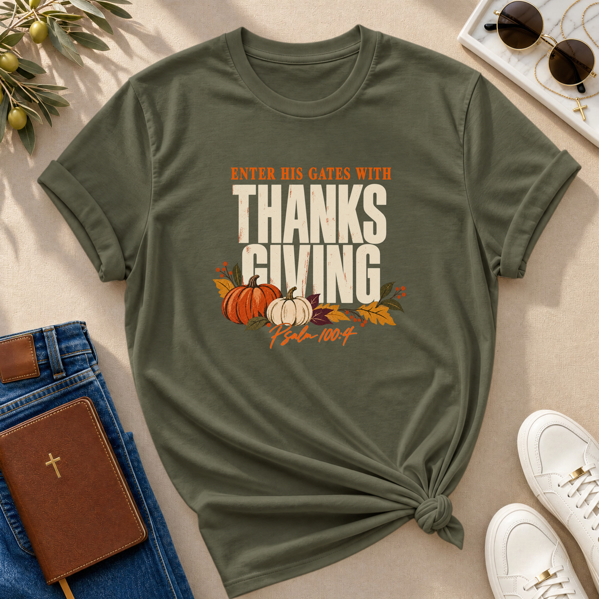 Enter His Gates With Thanksgiving T-Shirt - CURVY