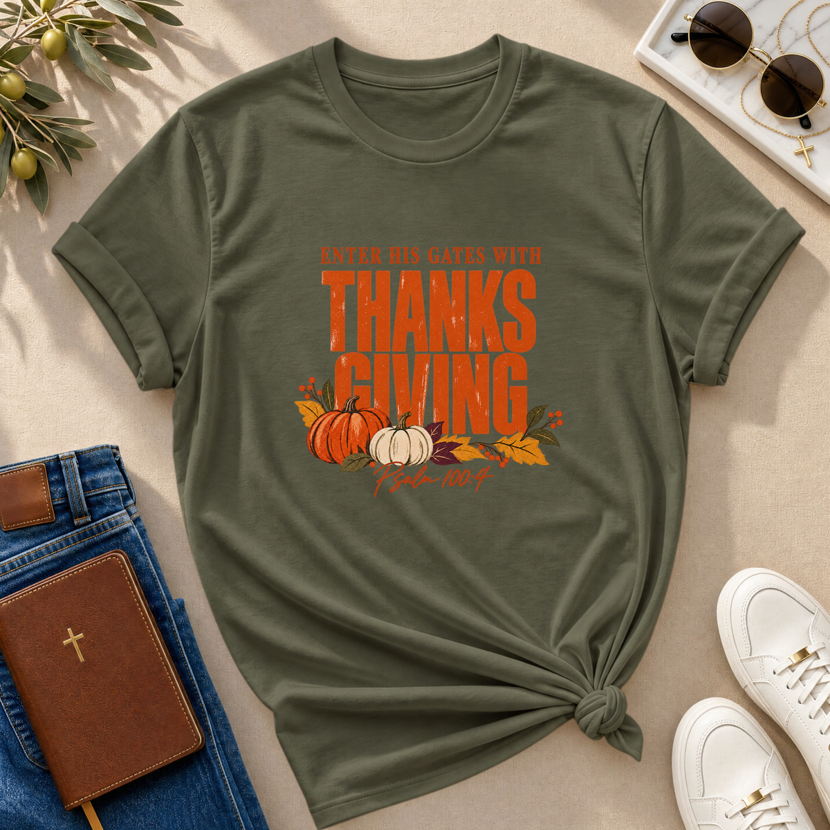 Enter His Gates With Thanksgiving T-Shirt - CURVY