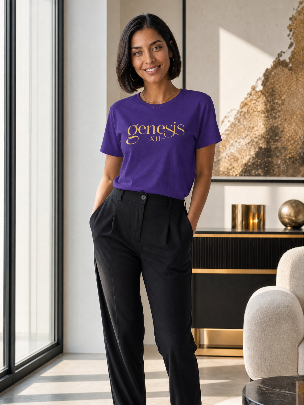 Genesis XII Minimalist Christian T-Shirt (Dark with Gold Text)