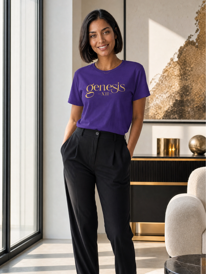 Genesis XII Minimalist Christian T-Shirt (Dark with Gold Text)