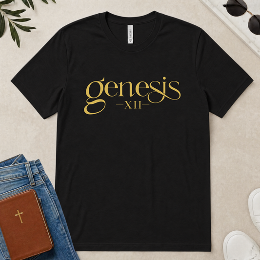Genesis XII Christian T-Shirt (with Gold Text)